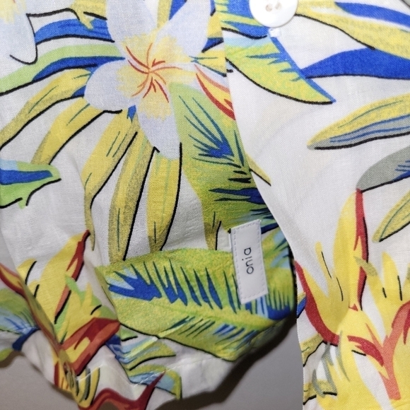 ONIA Lightweight 100% Cotton Hawaiian Floral Print Short Sleeve Shirt Size S - Picture 5 of 12